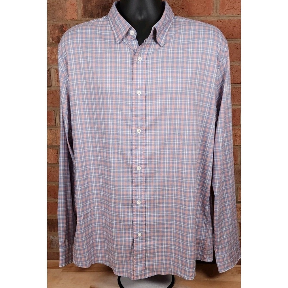 Faherty Movement Shirt Mens Size XL Long Sleeve Redondo Pink Plaid NEW